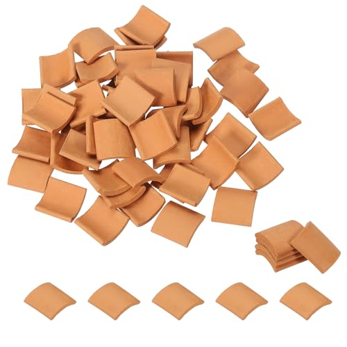 PATIKIL Miniature Roof Tile, 100 Pcs 1:16 Scale Mini Red Tiles Clay Roof Miniature Brick Dollhouse Roofing DIY Craft Accessories Building Supplies for Fake House Model Garden