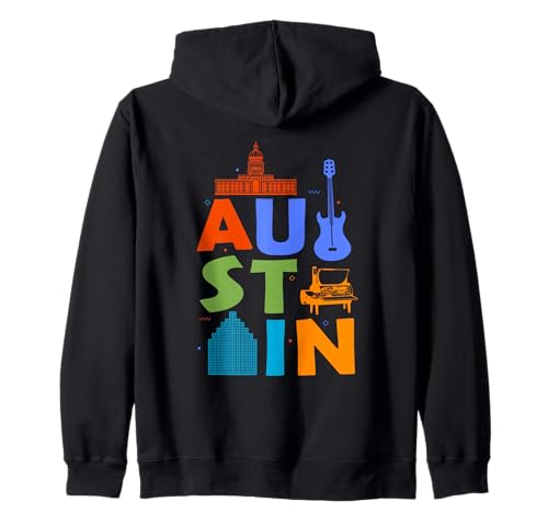 Austin Texas Souvenir Guitarra Música Ciudad Austin Sudadera con Capucha