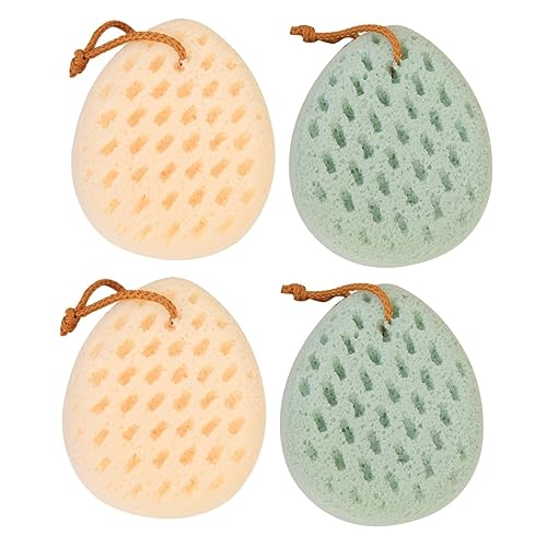 Éponge exfoliante de bain douce lot de 4 Healvian avec accroche pour douche éclatante