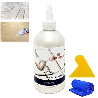 Waterproof Tile Gap Repair Filler - Tile Reform Coating Mold Cleaner, Grout Tiling Tile Reviver Repair,Ceramic Tile Repair Kit Filler, Tile Grout Repair Kit for Floor (White, 300g)