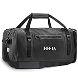 HEETA Waterproof Motorcycle Dry Bag, Waterproof Duffel Luggage Travel Bags with Zippered Closure & Pocket, Shoulder Straps, Large Space for Motorcycling Camping Commuting Boating (Black, 50L)