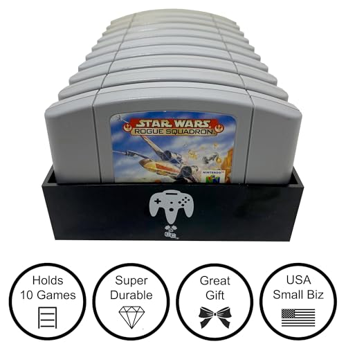 Image of Collector Craft, Black, N64 Compatible Cartridge Holder, N64 Game Tray, Holds 10 Games, Organization, Retro Video Game Collection, Works with Nintendo 64 NTSC and PAL Cartridges