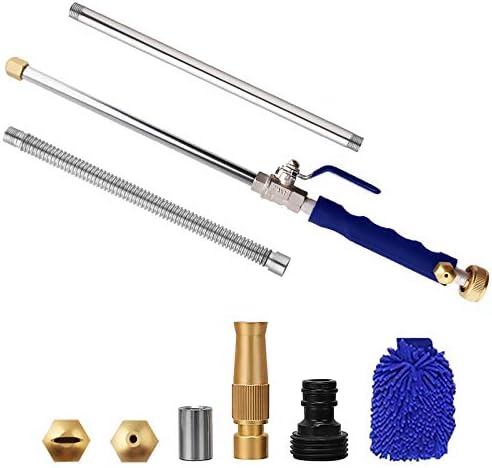 Yiliaw High Pressure Power Washer Wand,Cleaning Wand Watering Wand 38 Inch,Jet Watering Sprayer Flexible Garden Watering Universal Hose End for Gutter Patio Car Pet Window Cleaning Tool(Blue)