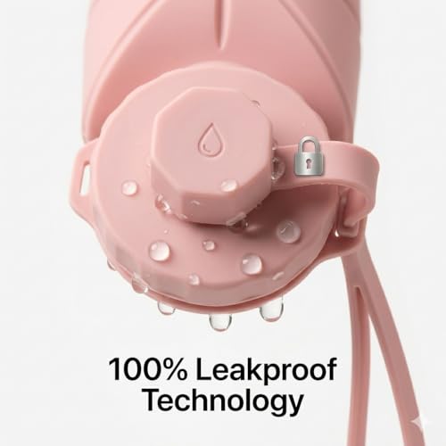 Image of foldable water bottle 610ml Collapsible Silicone Water Bottle | Foldable, Leakproof BPA-Free | Portable Wide Mouth Bottle for Travel, Gym, Cycling, Camping, Sports | Multicolor (Assorted) 1Pcs.