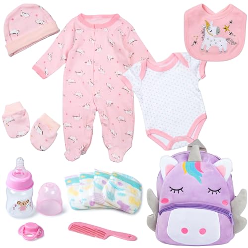 Pedolltree 13 Pcs Reborn Baby Doll Clothes Girl for 17-22 Inch Reborn Dolls