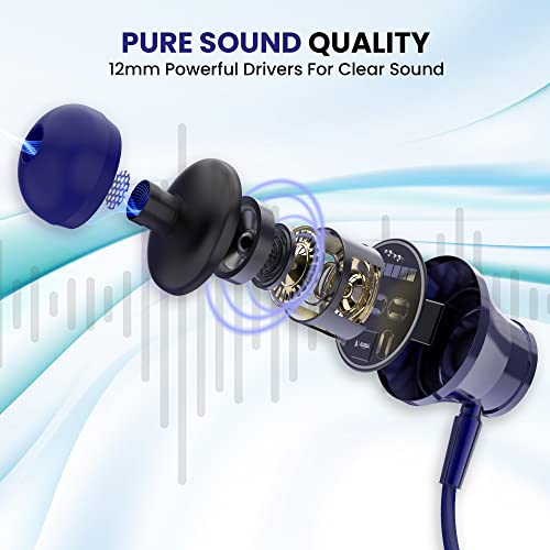 Image of AROMA NB119 Titanium Bluetooth Wireless Headset Neckband with Long Lasting Playtime 48 Hrs, Smart Voice Assistant, Bluetooth V5.0, Sweat & Splash Proof, Best for Gaming, Running, Workout (Blue)