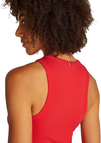 Tommy Hilfiger Damen Top Slim Rib Tank Top mit Stretch, Rot (Primary Red), XXXL – Ansicht 2