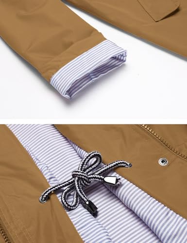 image for LOMON Raincoat Women Waterproof Long Hooded Trench Coats Lined Windbre