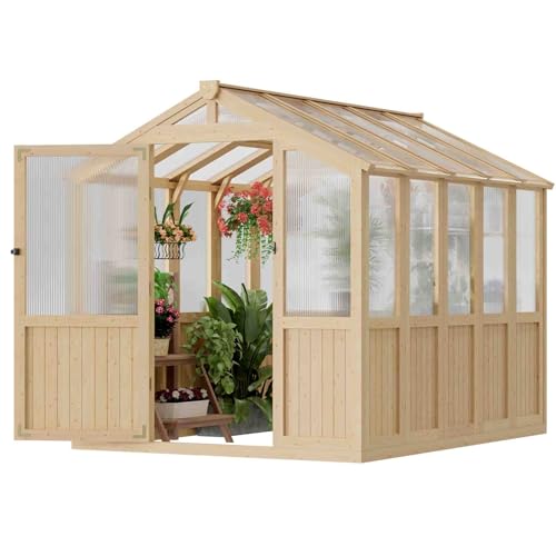 K Knowbody 6x8 FT Wooden Greenhouse for Outdoors, Heavy