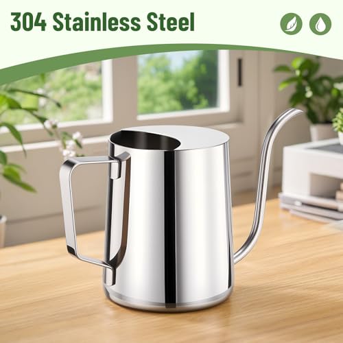 Image of Watering Can for Indoor Plants, Indoor Watering Can with Long Spout and Handle Rust-Proof 304 Stainless Steel Material (600ml /20oz)