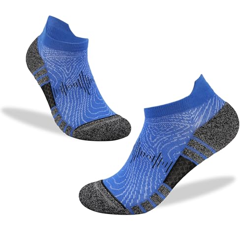 Gmark Tab Athletic Socks Unisex, Golf Climbing Tennis Hiking Low Cut Socks Arch Support Performance (1 Pair) Black Blue Medium