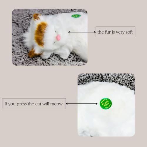 Image of Cute Sleeping Cat Soft Toy, White, Medium
