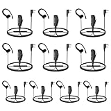Retevis Walkie Talkie Earpiece with Mic, Kevlar Cable, Coiled Cord, Big PTT, G-Type, for RT22 RT68 RT21, Compatible with Baofeng BF-888S Kenwood Pxton 2 Way Radio, Two Way Radio Earpiece(10 Pack)