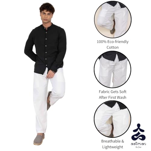Image of Aatman One Size Men's Eco-Friendly Cotton Pyjama Pack of 2 | Fits Waist Size 28 to 36 Inches