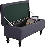 MeuNic 2 Piece Stretch Ottoman Cover - Jacquard Fabric Rectangle Storage Bench Slipcover with Elastic Bottom, Removable & Washable(Dark Gray, L)