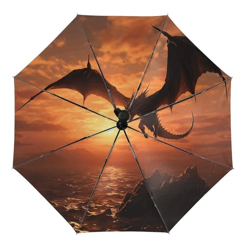 Parapluie automatique résistant au vent Sea Sunset Flying Dragon