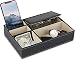 Baoyun Mens Valet Tray Organizer - Leather Nightstand Dresser Top Box with 5 Compartment for Accessories, Wallet, Phone, Keys black