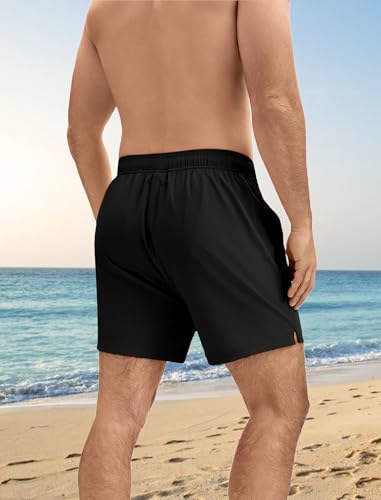 YnimioAOX Men’s Swim Trunks 5 Inch with Compression Liner 2 in 1 Quick Dry Swimming Shorts Bathing Suits with Pockets4