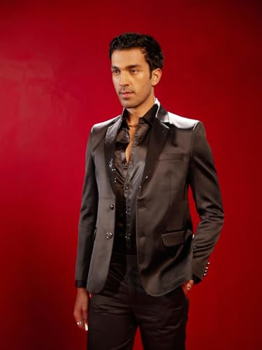 Image of VASTRAMAY Shrestha Men's Black Sequence Collar Blazer