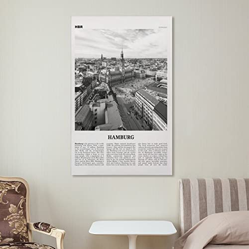 Hamburg City Center Black And White Print, Hamburg Wall Art, Hamburg Poster, Hamburg Photo, Hamburg Poster Decorative Painting Canvas Wall Art Living Room Posters Bedroom Painting 12X18Inch(30X45Cm) #TOP6