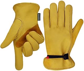 OLSON DEEPAK Leather Working Gloves for Gardening,Thornproof Gardening Gloves for Men and Women (Large)