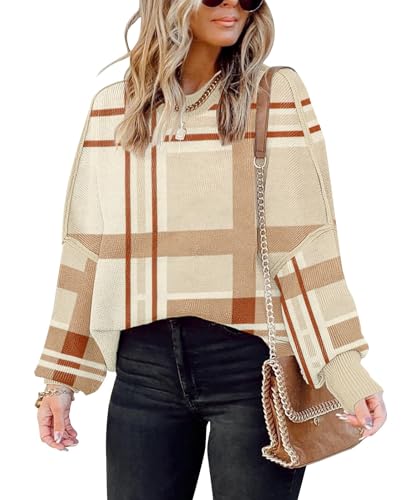 Image of Womens Sweaters Causal Crewneck Batwing Sleeve Knit Top Side Split Oversized Pullover Sweater Loose Jumper