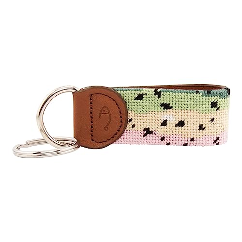 Image of Leather Hand-Stitched Needlepoint Key Fob or Key Chain
