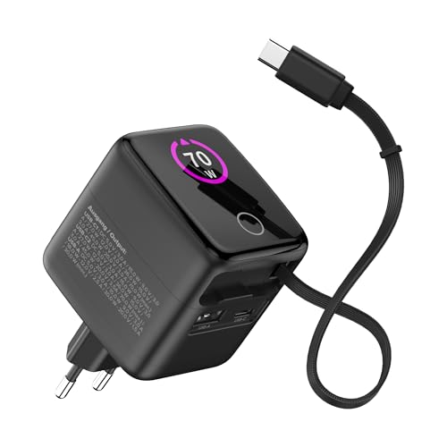 Cargador rápido GaN 70W InLine alimentador USB C USB A con pantalla de control 31507R