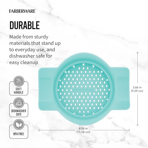 Farberware Classic Can Strainer and Colander, Aqua Sky - Snap-On Lid Strainer for Tuna, Canned Vegetables, Pasta, Fruits - Fits Standard Cans, Dishwasher Safe Kitchen Tool by Farberware - Used condition - Image 2