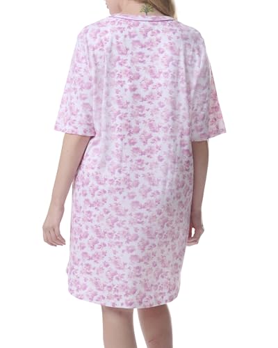 Karen Neuburger Women's Plus Size Henley Elbow Length Sleeve Sleepshirt4