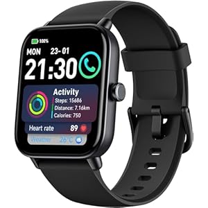 aeac Smart Watches for Men Women, 1.8″ Alexa Built-in Fitness Tracker Watch for Android iPhone, Bluetooth Calls, IP68 Waterproof, 100 Sport Modes, with Heart Rate/Spo2/Sleep Monitor/Pedometer