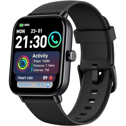 aeac Smart Watches for Men Women, 1.8″ Alexa Built-in Fitness Tracker Watch for Android iPhone, Bluetooth Calls, IP68 Waterproof, 100 Sport Modes, with Heart Rate/Spo2/Sleep Monitor/Pedometer