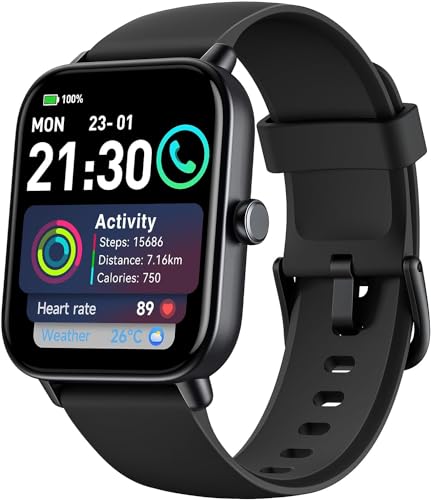 aeac Smart Watches for Men Women, 1.8" Alexa Built-in Fitness Tracker Watch for Android iPhone, Bluetooth Calls, IP68 Waterproof, 100 Sport Modes, with Heart Rate/Spo2/Sleep Monitor/Pedometer