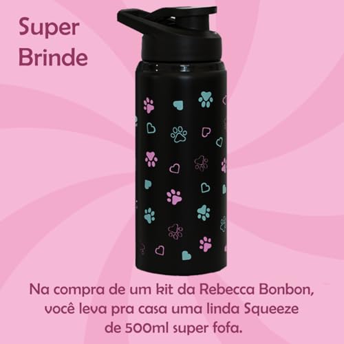 Kit Mochila Rodinhas Rebecca Bonbon com Lancheira e Estojo Box (Preta)