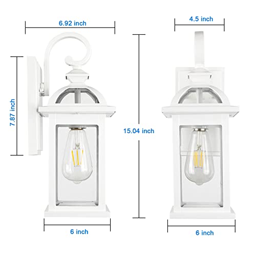 Image of Darkaway Outdoor Lights Fixtures Wall Mount, Outdoor Wall Sconce with Seeded Glass Waterproof Outside Exterior Lights Fixture for House, Front Porch, Patio (2 Pack, White)