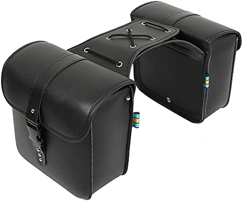 Motoforti Pair Universal Motorcycle Saddlebag Side Tool Bags Cycling Luggage Bag Quick Release Buckles Black 10.24"x4.33"x9.45"
