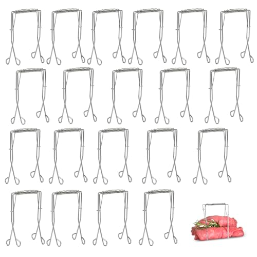 Auauraintt Lot de 20 Pinces à Roulade, Roulette pour Barbecue, Ordner à Roulade en Acier Inoxydable, Pinces à Roulade Réutilisable Comme Alternative Parfaite aux Aiguilles Brochettes