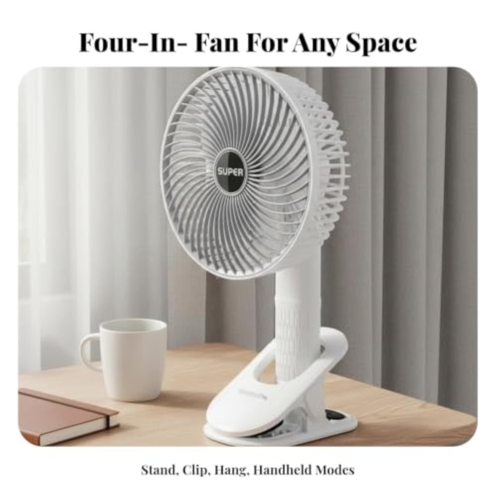 3-Speed Clip-on Fan with Strong Airflow, Portable Design