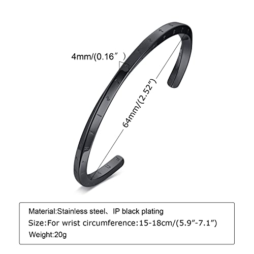 Vnox Norse Viking Jewelry Gift -Mens Cuff Bracelet Nordic 24 Runes Alphabets Bracelet For Men Mobius Twist Cuff Bracelet Pagan Amulet Talisman Bracelet,Black #TOP4