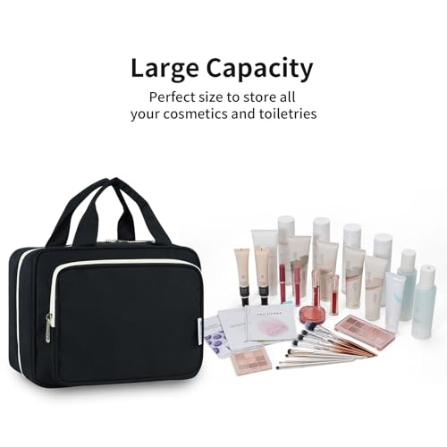 Image of Narwey Hanging Toiletry Bag for Women Toiletries Bag for Travel Size Essentials Accessories, A-Black, Large