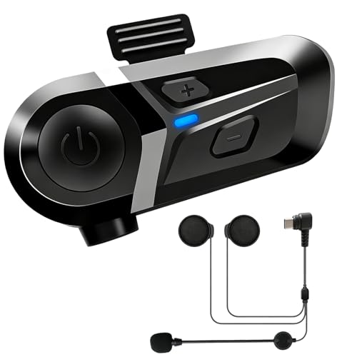 Lumoryx Auriculares Casco Moto Bluetooth 5.3 con Cancelación de Ruido, Intercomunicador Casco Moto Impermeable IP67, Manos Libres Moto con Asistente de Voz y Altavoces HiFi 40mm para Música y GPS