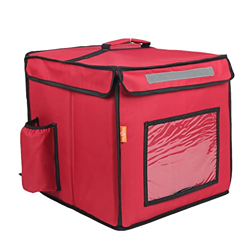 Image of Polyester Modern Maxim Insulated Water Stain Repellent Food Pizza Courier Bag 67 Litres 16X16X16 Inches (Extra Large, Red)