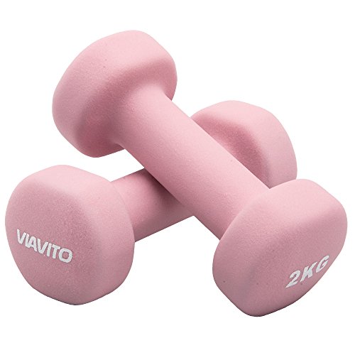 Viavito Unisex's Neoprene Dumbbells, Light Pink-2 x 2kg, 2 x 2 kg