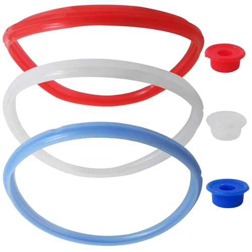 Upgraded 3-Pack for In*stant Pot Sealing Ring Set for 6 Qt & 5 Qt - Includes 3 Float Valve Caps, Food Grade Silicone Gasket (Red, Clear, Blue) - Compatible for DUO/LUX/ULTRA Series miniatura 1
