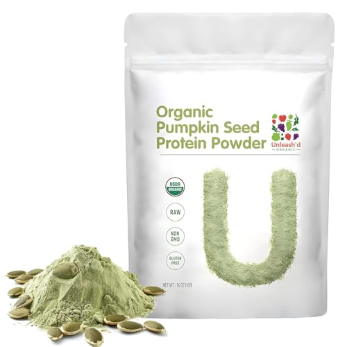 Image of Unleash’d Organic Pumpkin Seed Protein Powder 16oz – Plant-Based Organic Protein, Vegan, Non-GMO, No Artificial Sweeteners, Immune Support