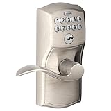 SCHLAGE FE595 CAM 619 ACC Camelot Keypad Entry with Flex-Lock and Accent Levers, Satin Nickel