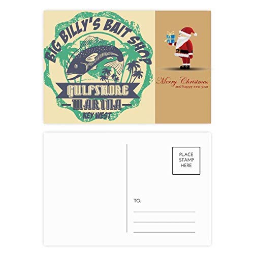 Cartes postales poisson noix de coco Noël tropical illustrées