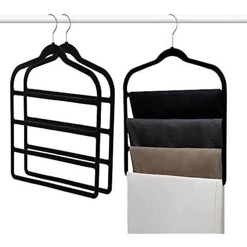 Baoswi 3 Pack Velvet Trouser Hanger Space Saving Non-Slip Trousers Hanger, Jeans Slack Trousers Hangers Multiple Velvet Clothes Hanger Closet Organizer for Jeans,Scarf,Tie Cover
