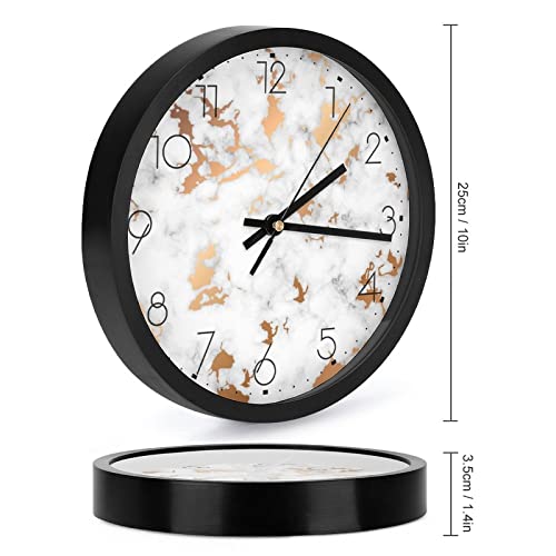Pendule murale marbre d'or blanc moderne et design épuré de 25.4cm pour salon