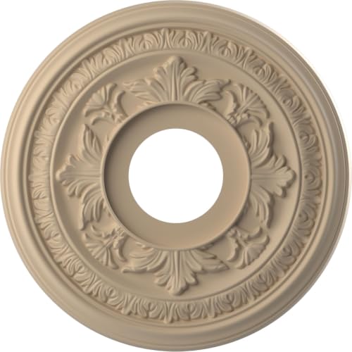 Image of Ekena Millwork 13 inchOD x 3 1 /2 inchID x 3 /4 inchP Baltimore Thermoformed PVC Ceiling Medallion (Fits Canopies up to 5 1 /4 inch), UltraCover Satin Smokey Beige